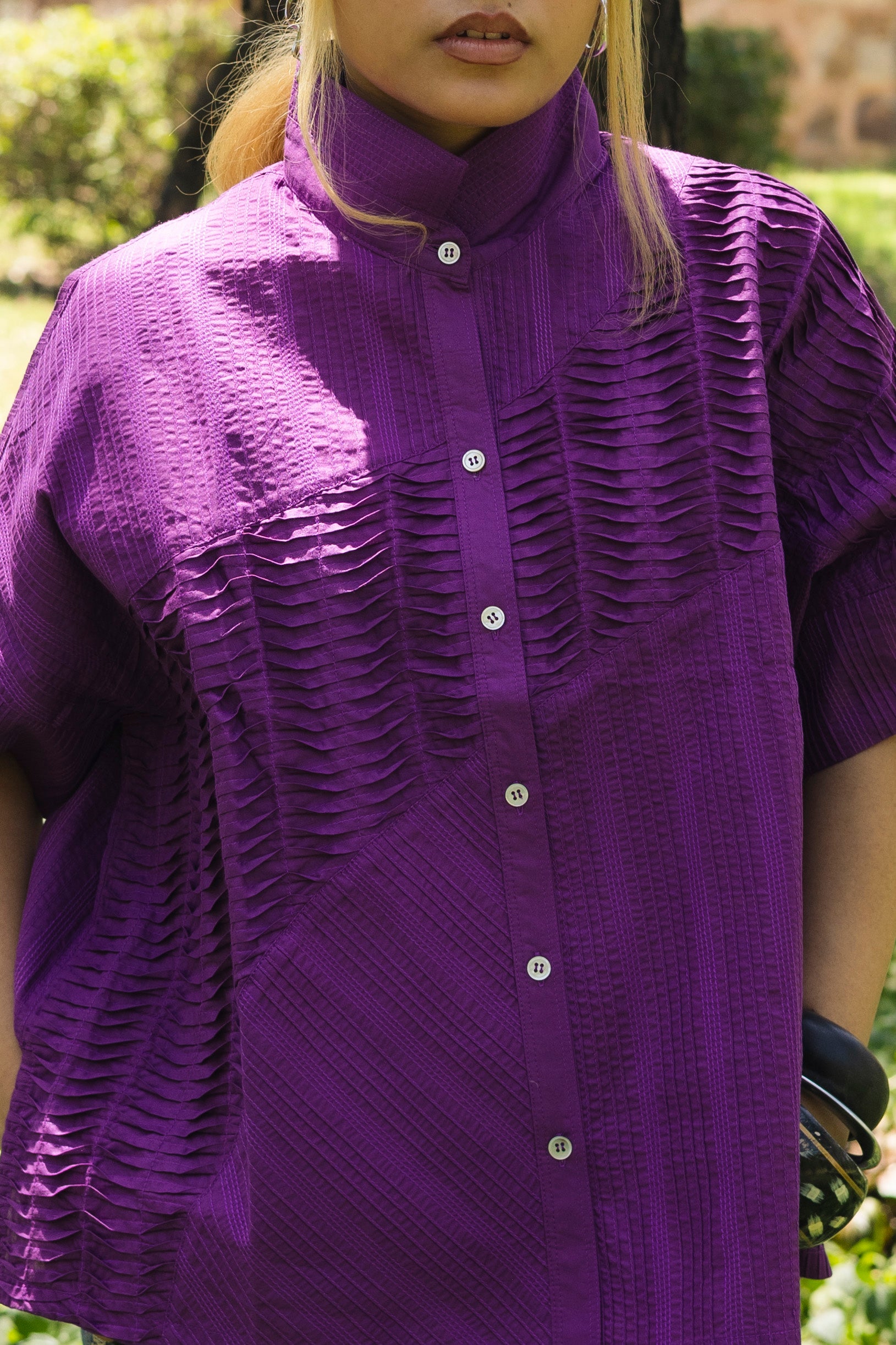 Pin Tuck Shirt Purple
