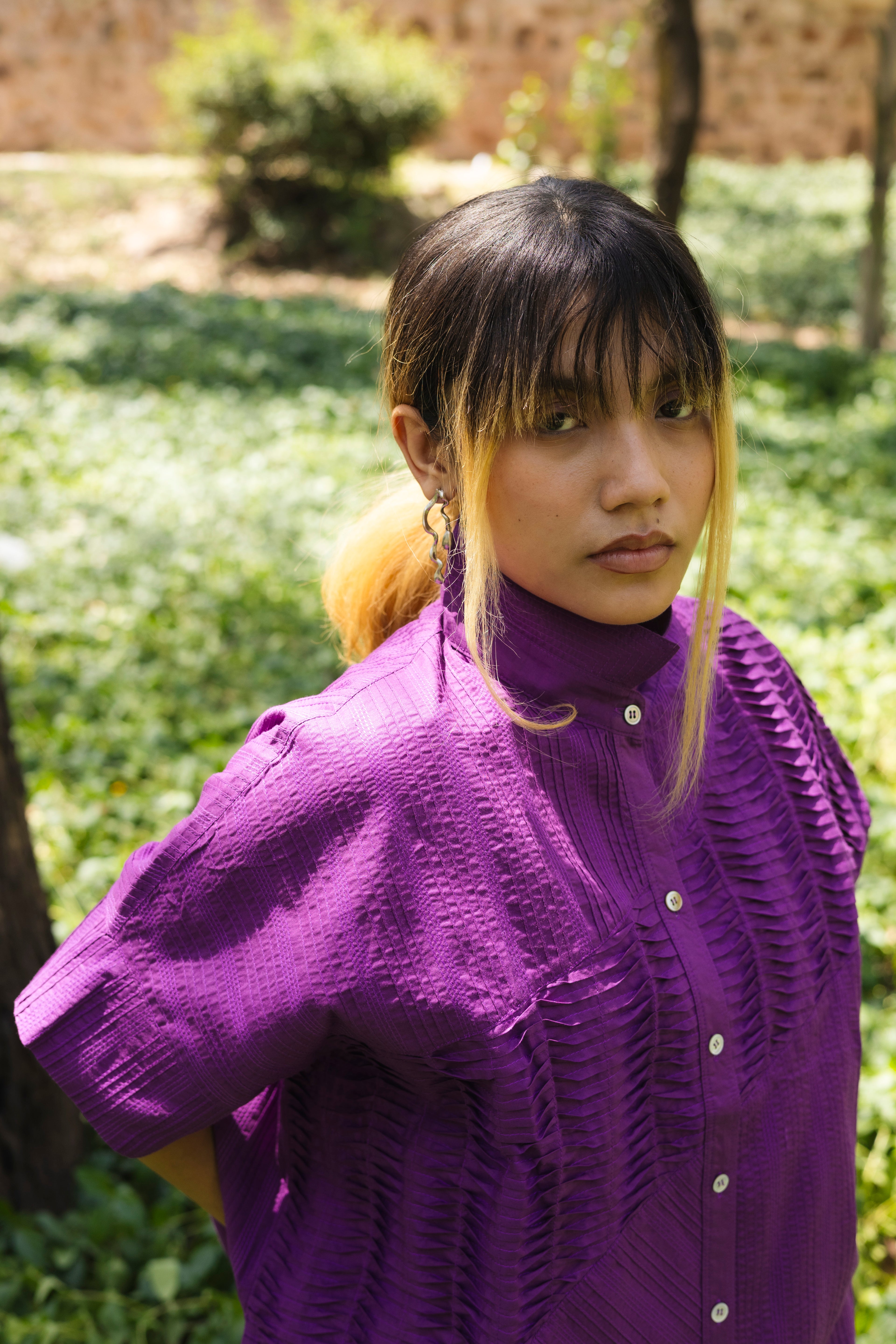 Pin Tuck Shirt Purple