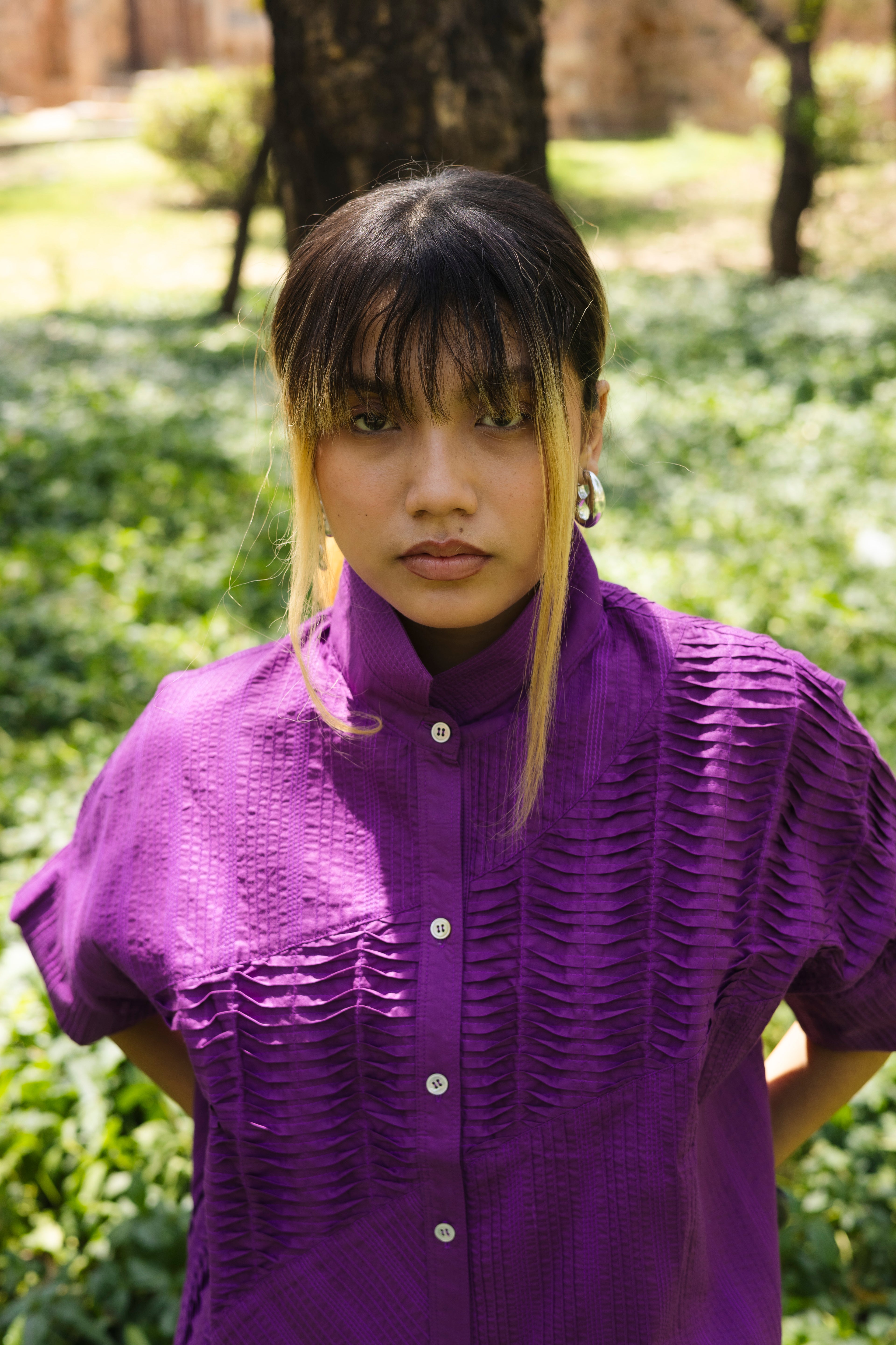 Pin Tuck Shirt Purple
