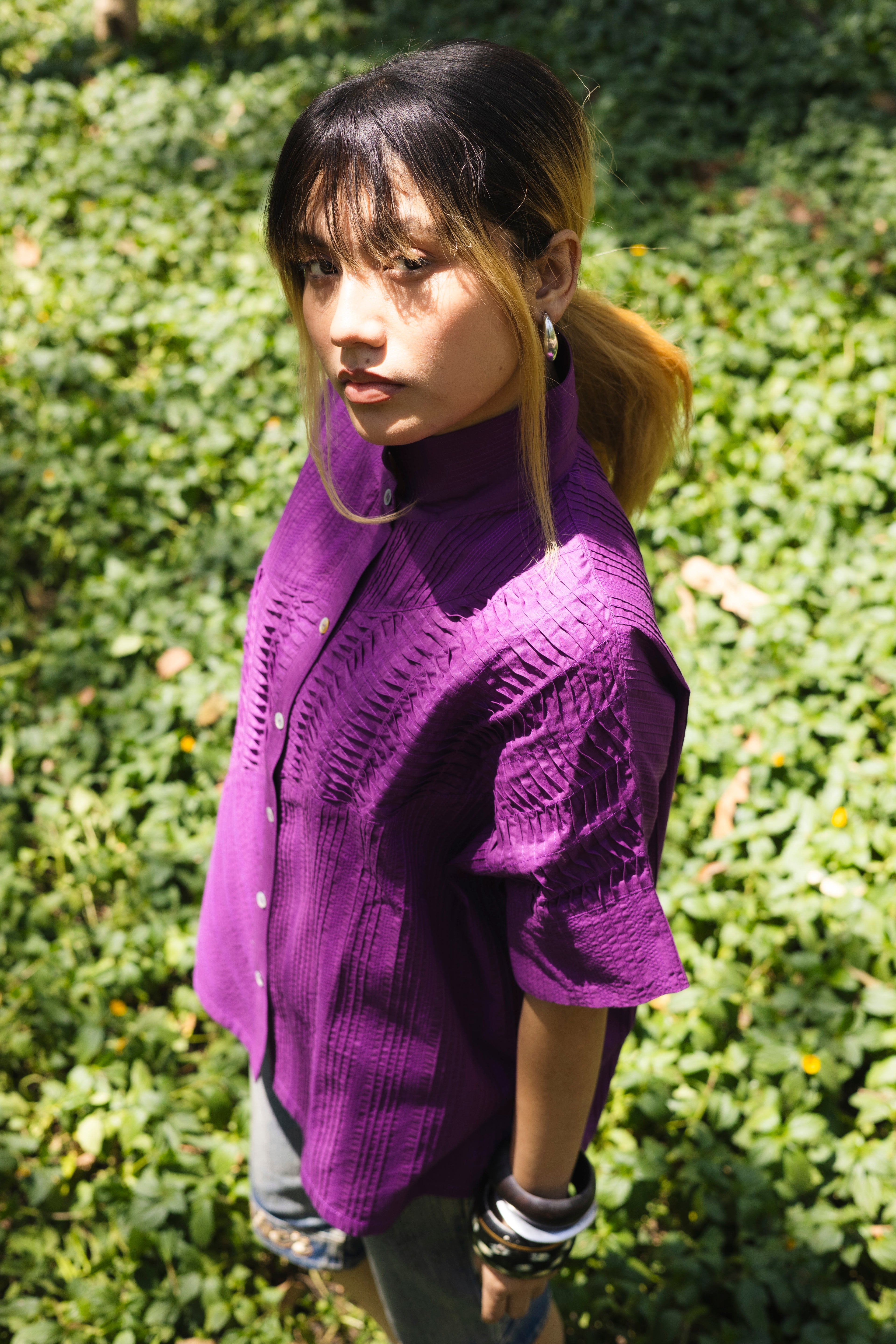Pin Tuck Shirt Purple